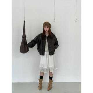 Distressed Leather Motorcycle Jacket