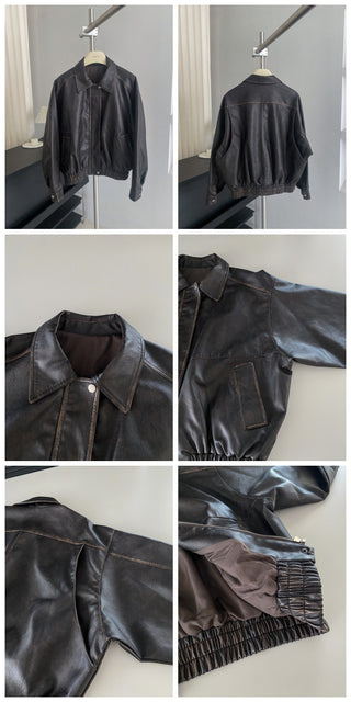 Distressed Leather Motorcycle Jacket