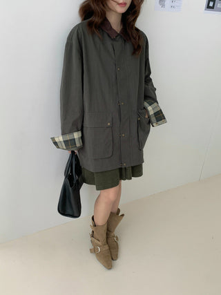 Plaid Commute Mid-Length Coat