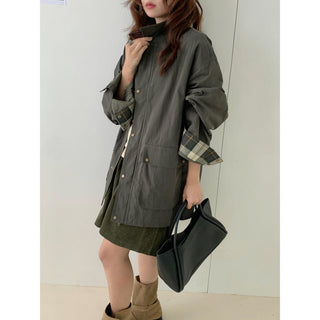Plaid Commute Mid-Length Coat
