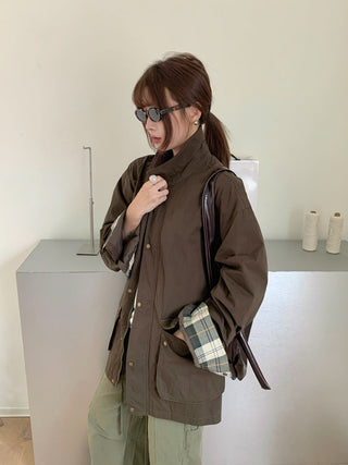 Plaid Commute Mid-Length Coat