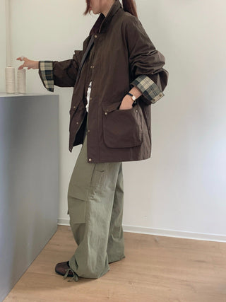 Plaid Commute Mid-Length Coat