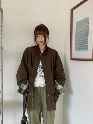Plaid Commute Mid-Length Coat
