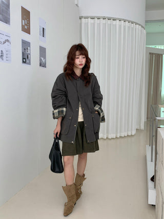 Plaid Commute Mid-Length Coat