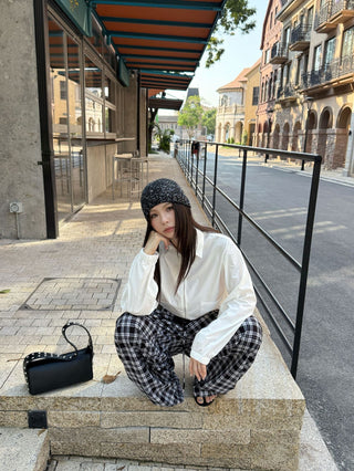Retro Plaid Straight Pants