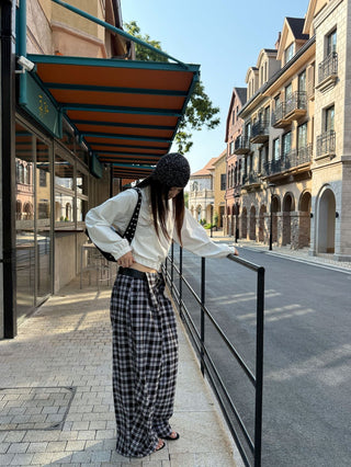 Retro Plaid Straight Pants