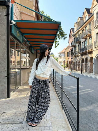 Retro Plaid Straight Pants