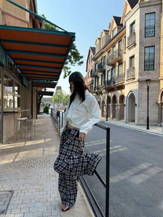 Retro Plaid Straight Pants