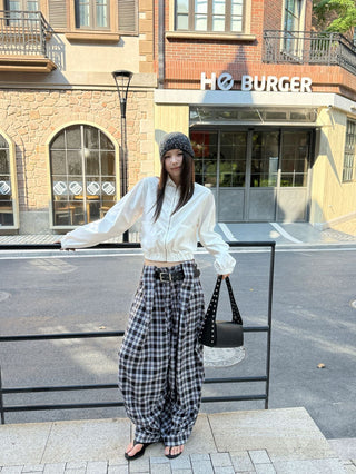Retro Plaid Straight Pants
