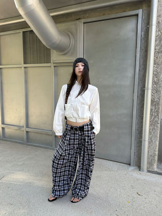 Retro Plaid Straight Pants