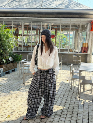 Retro Plaid Straight Pants