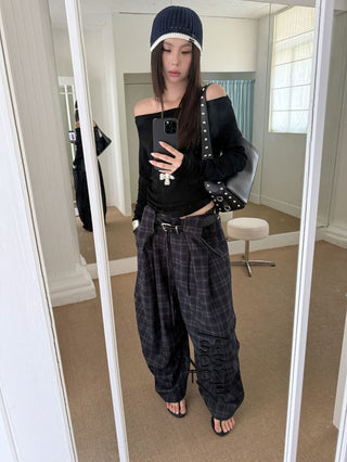 Retro Plaid Straight Pants