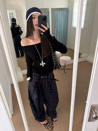 Retro Plaid Straight Pants