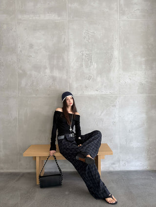 Retro Plaid Straight Pants