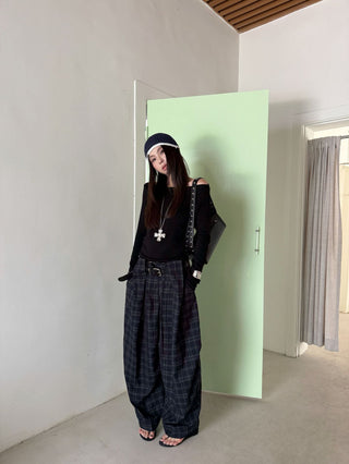 Retro Plaid Straight Pants