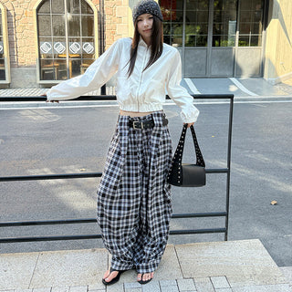 Retro Plaid Straight Pants