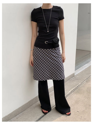 Plaid Slim Skirt