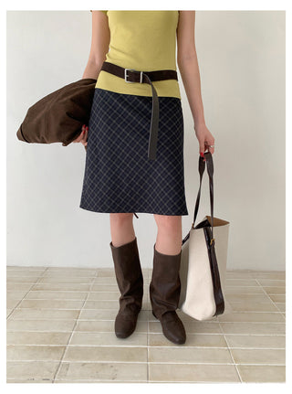 Plaid Slim Skirt