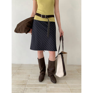 Plaid Slim Skirt