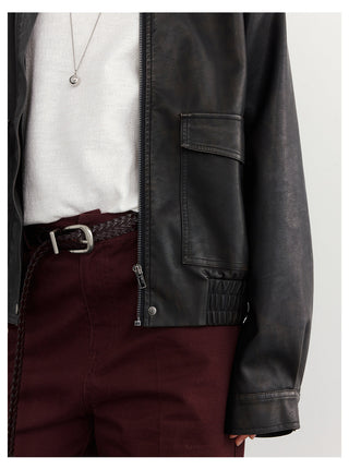 Leather Lapel Jacket