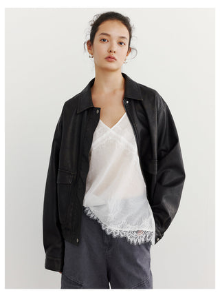 Leather Lapel Jacket