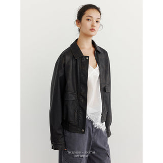 Leather Lapel Jacket