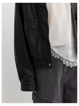 Leather Lapel Jacket