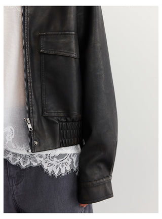 Leather Lapel Jacket