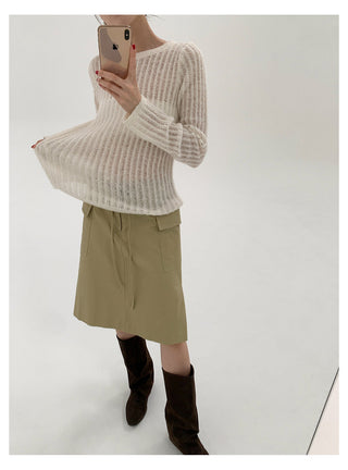 Lace-Up A-Line Skirt