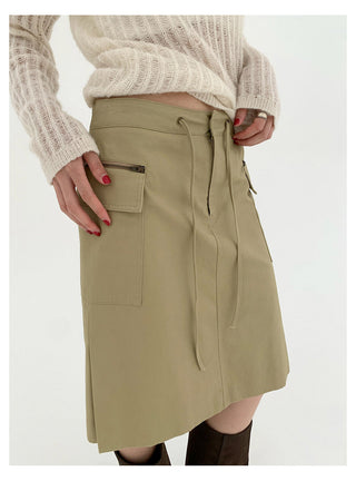 Lace-Up A-Line Skirt