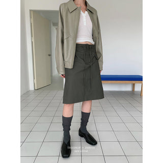 Lace-Up A-Line Skirt