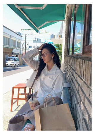Stitched Shirt Cardigan