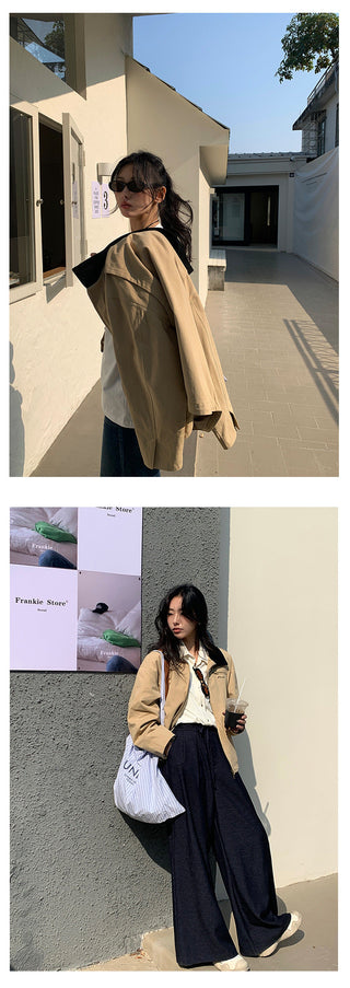 Contrast Lapel Trench