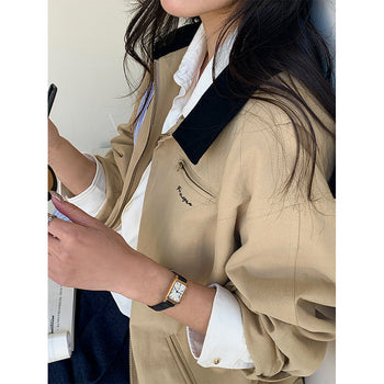Contrast Lapel Trench