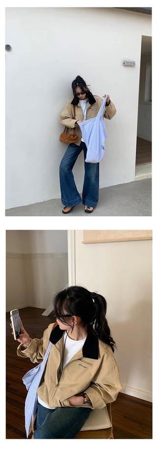 Contrast Lapel Trench