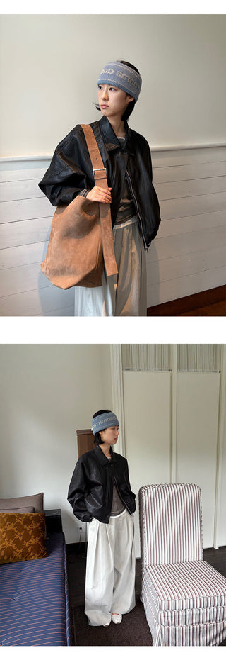Cropped Leather Coat