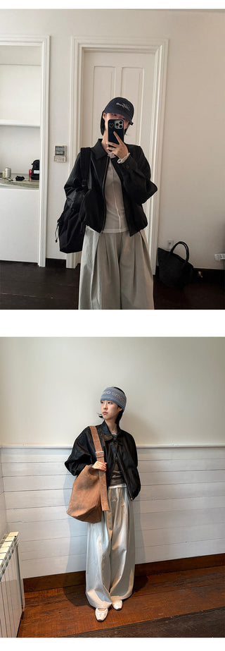 Cropped Leather Coat