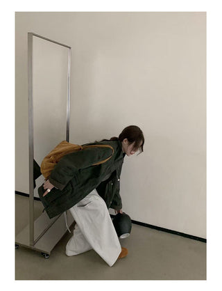 Drawstring Zipper Coat