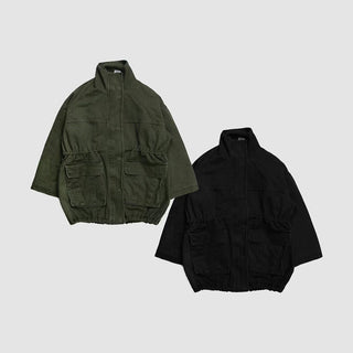 Drawstring Zipper Coat