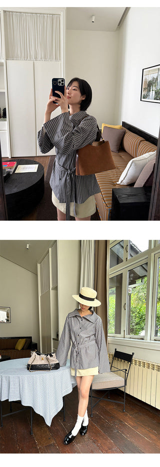 Striped Lapel Shirt