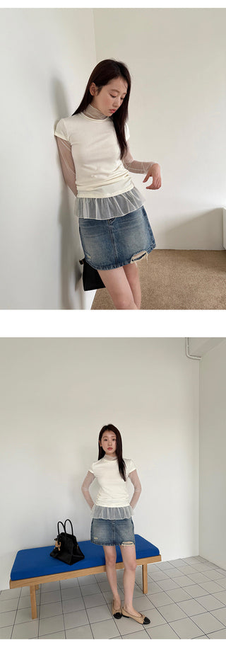 Gauzy Stitching Top
