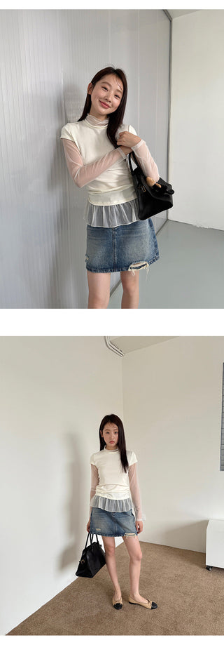 Gauzy Stitching Top