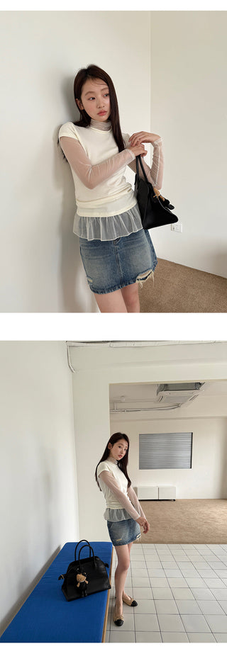 Gauzy Stitching Top