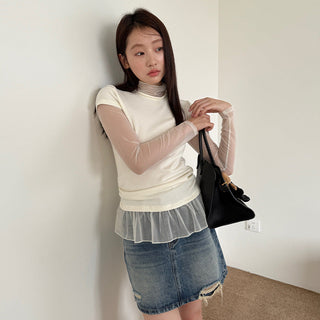Gauzy Stitching Top