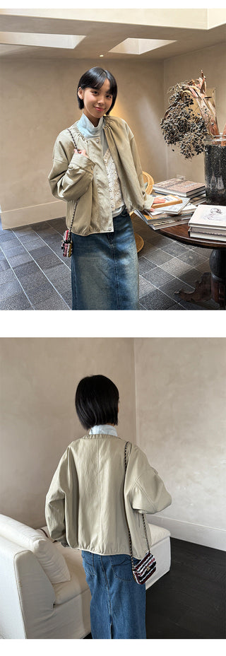 Zipper Leather Coat