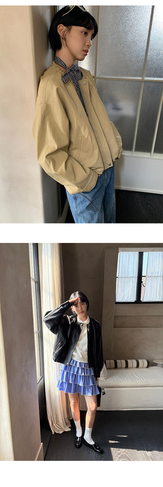 Zipper Leather Coat