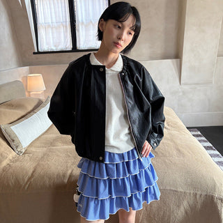 Zipper Leather Coat