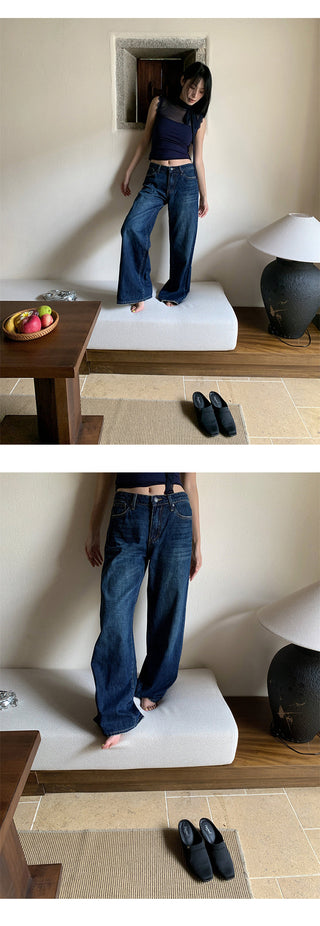 letter embroidered jeans