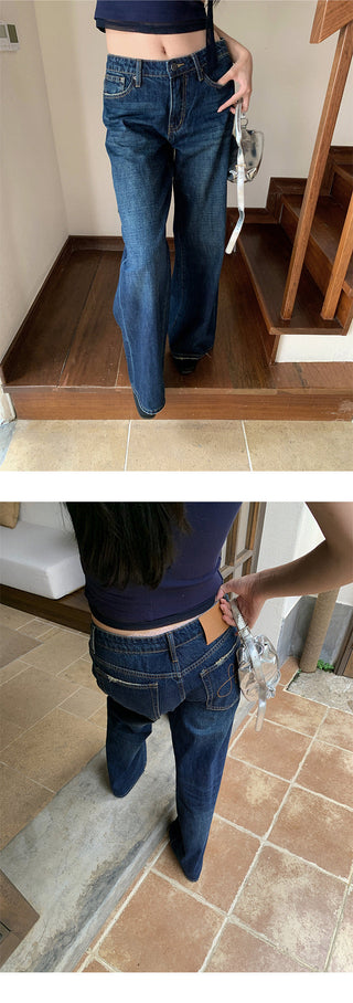 letter embroidered jeans
