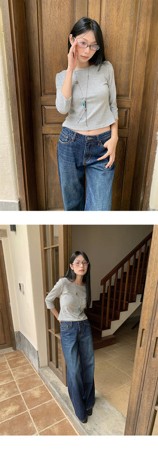 letter embroidered jeans